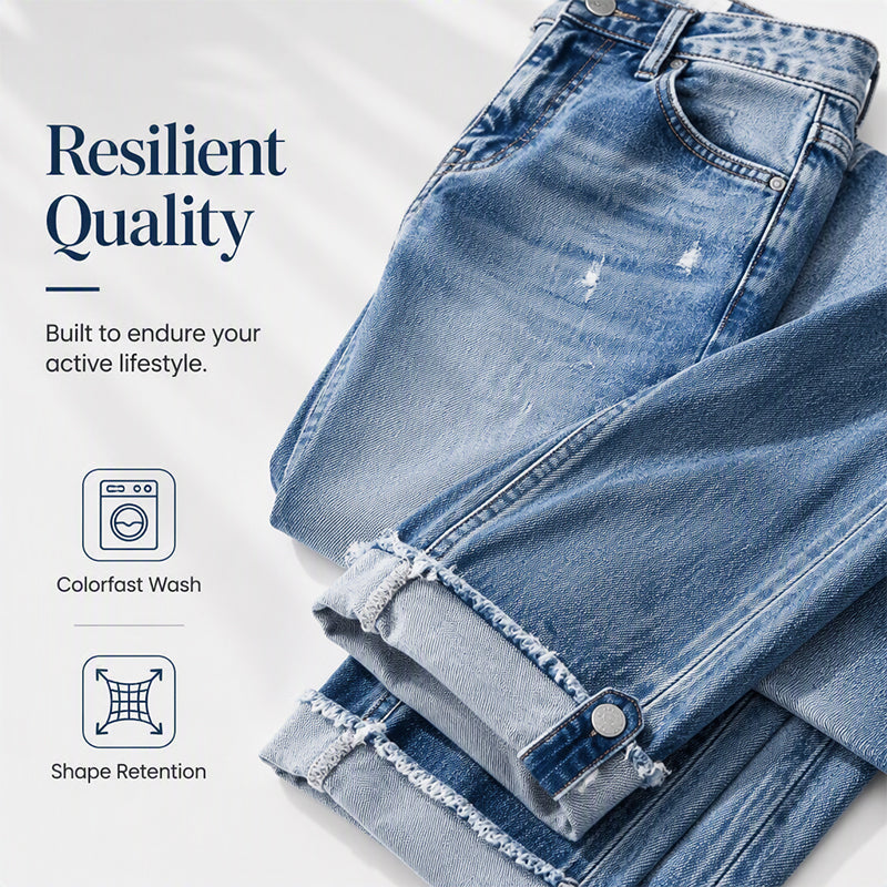 Women's Casual Straight Leg Distressed Jeans