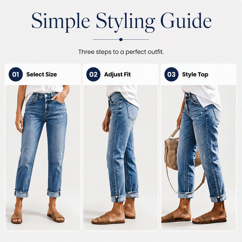 Women's Casual Straight Leg Distressed Jeans