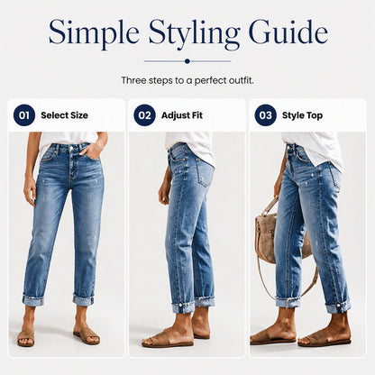 Women's Casual Straight Leg Distressed Jeans