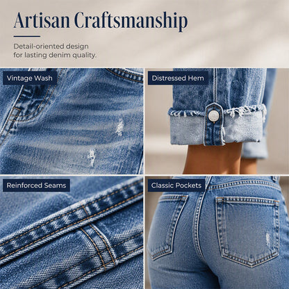 Women's Casual Straight Leg Distressed Jeans
