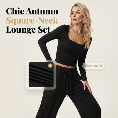 💫 Flattering Square Neck, Effortless Two-Piece Style | Women's Wide-Leg Set ⚡