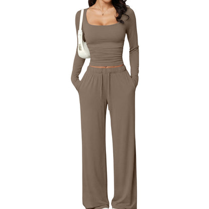 💫 Flattering Square Neck, Effortless Two-Piece Style | Women's Wide-Leg Set ⚡