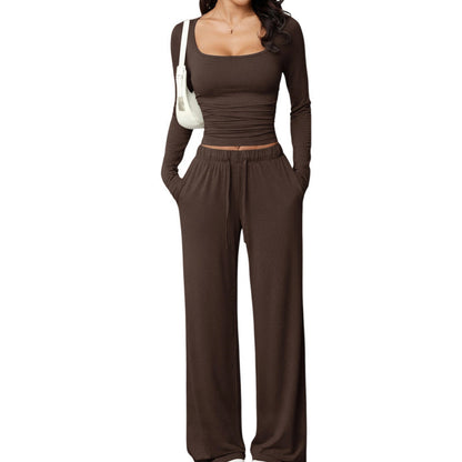 💫 Flattering Square Neck, Effortless Two-Piece Style | Women's Wide-Leg Set ⚡