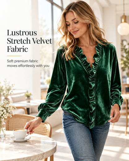 Women's Elegant Velvet Long Sleeve Blouse