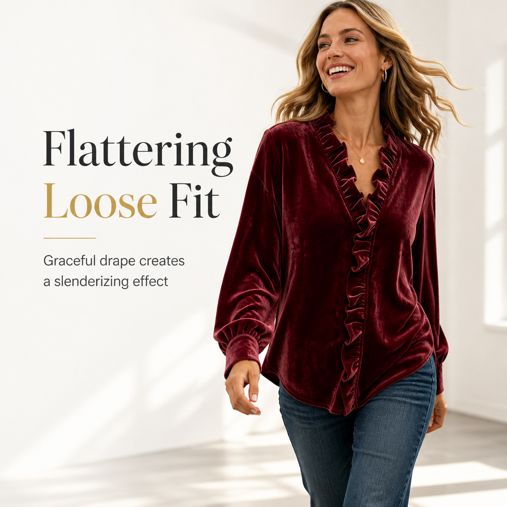 Women's Elegant Velvet Long Sleeve Blouse