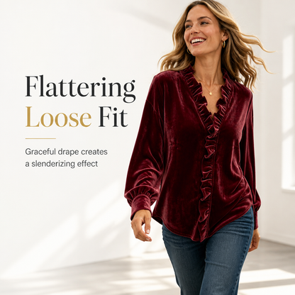 Women's Elegant Velvet Long Sleeve Blouse