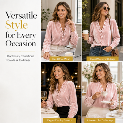 Women's Elegant Velvet Long Sleeve Blouse