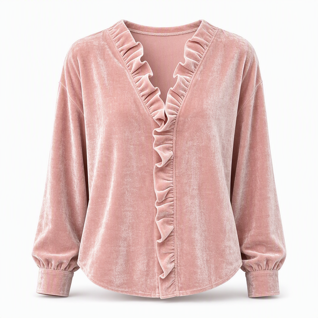 Women's Elegant Velvet Long Sleeve Blouse