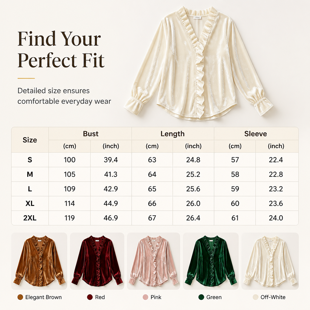 Women's Elegant Velvet Long Sleeve Blouse