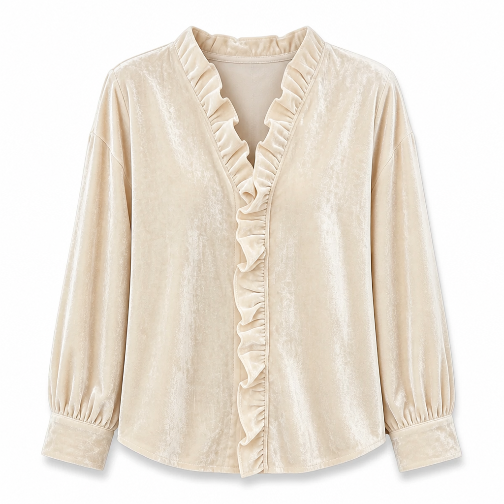 Women's Elegant Velvet Long Sleeve Blouse