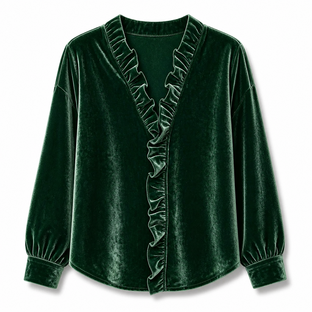 Women's Elegant Velvet Long Sleeve Blouse
