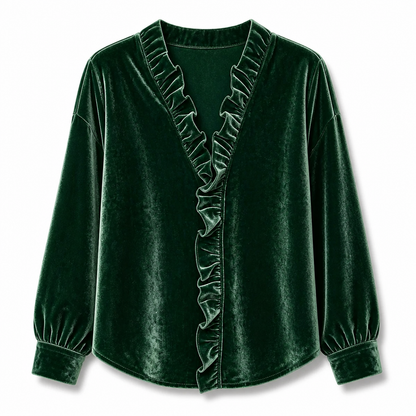 Women's Elegant Velvet Long Sleeve Blouse