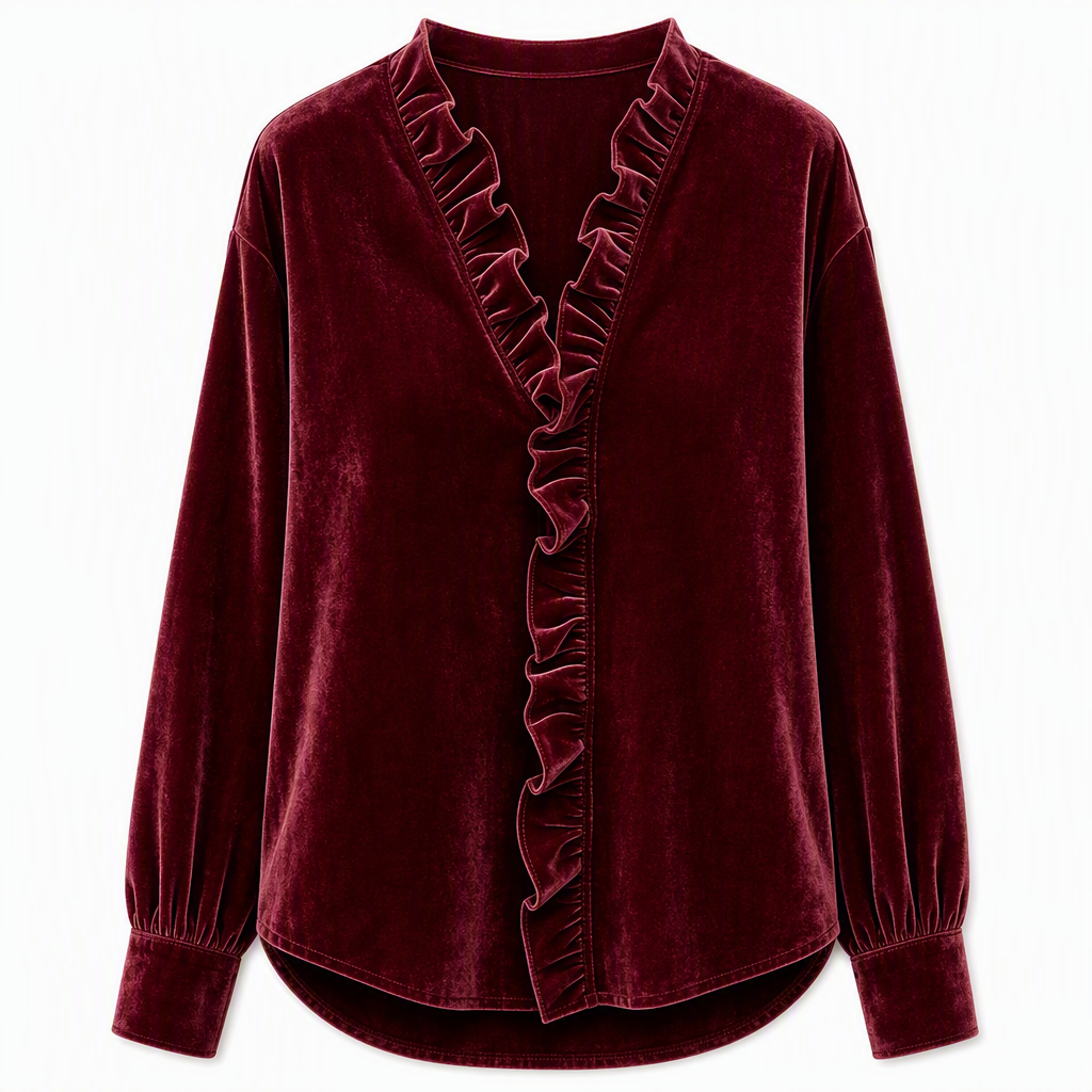 Women's Elegant Velvet Long Sleeve Blouse