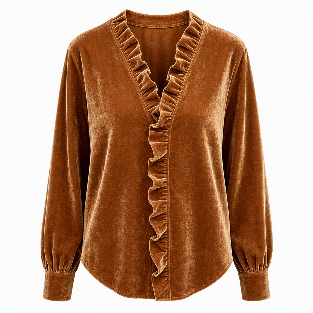 Women's Elegant Velvet Long Sleeve Blouse