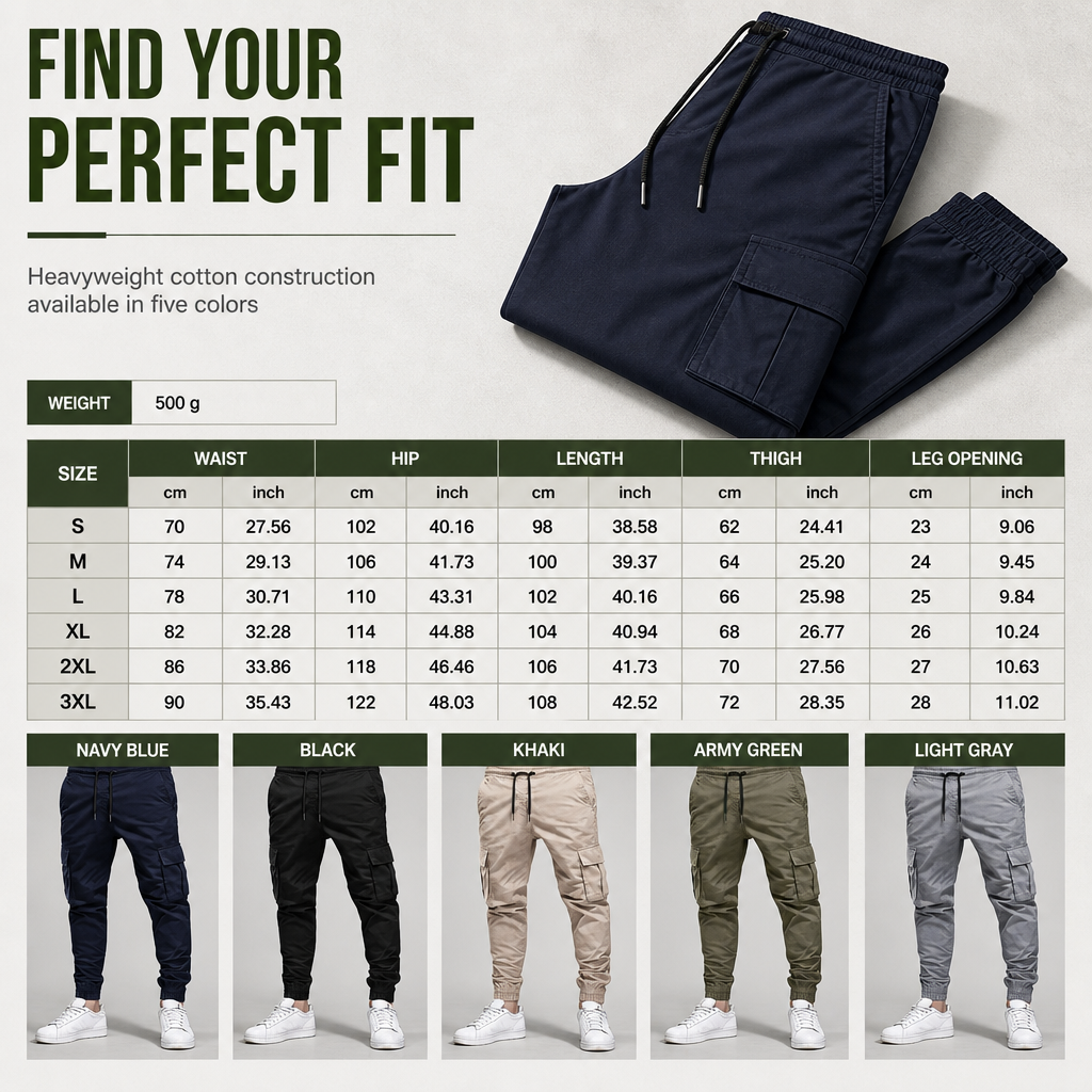 👖 Utility Pockets, Easy Movement | Men's Drawstring Cargo Jogger Pants