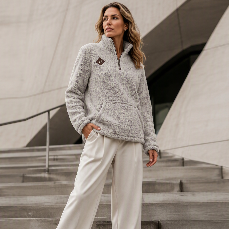 Women's Cozy Loose-Fit Half-Zip Pullover