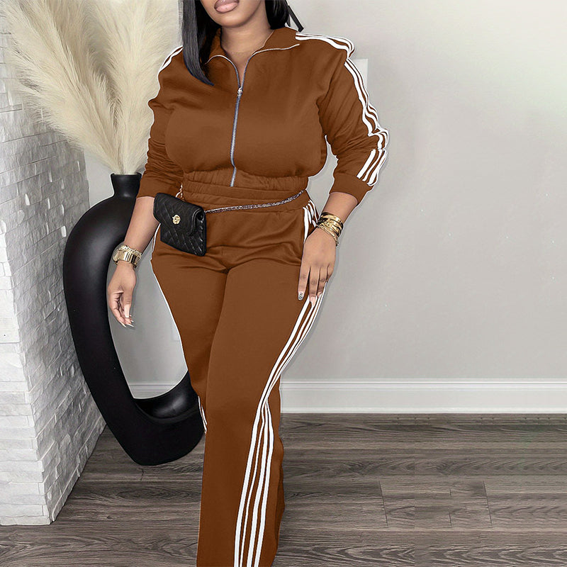 Chic Athletic Tracksuit - Long Sleeve Jacket and Pants Outfit