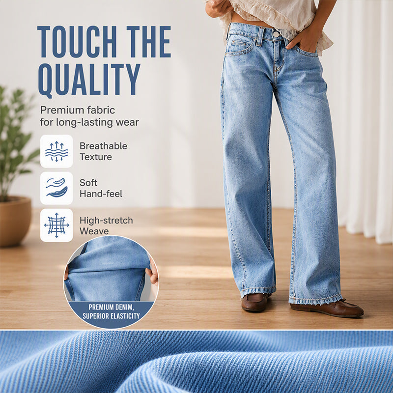 Women's High Elastic Wide-Leg Denim Jeans