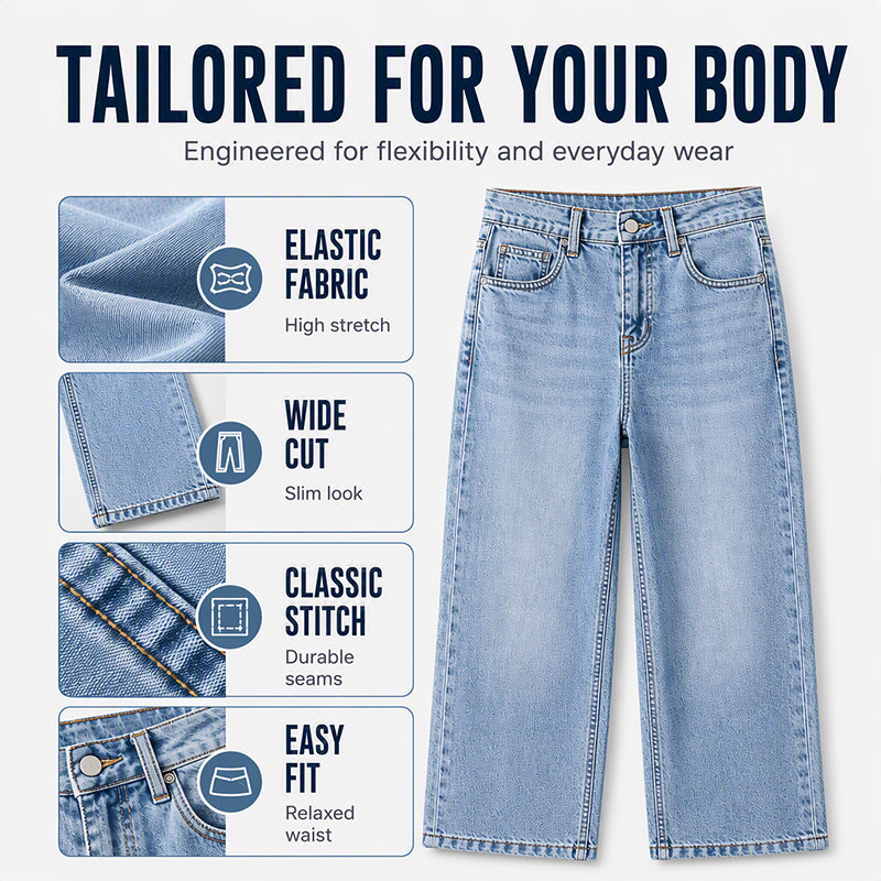 Women's High Elastic Wide-Leg Denim Jeans