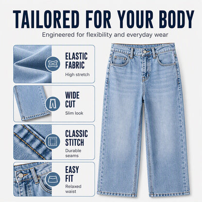 Women's High Elastic Wide-Leg Denim Jeans