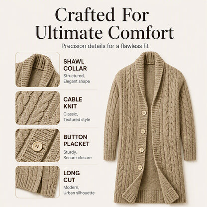 Men's Mid-Long Cable Knit Cardigan