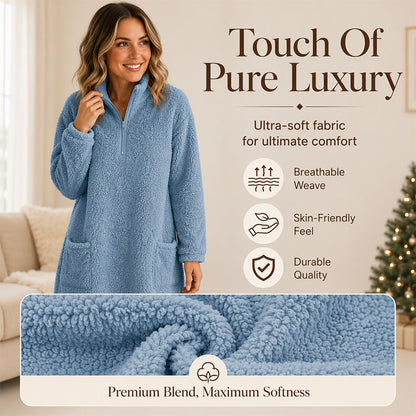 Women's Half-Zip Plush Sweatshirt with Pockets