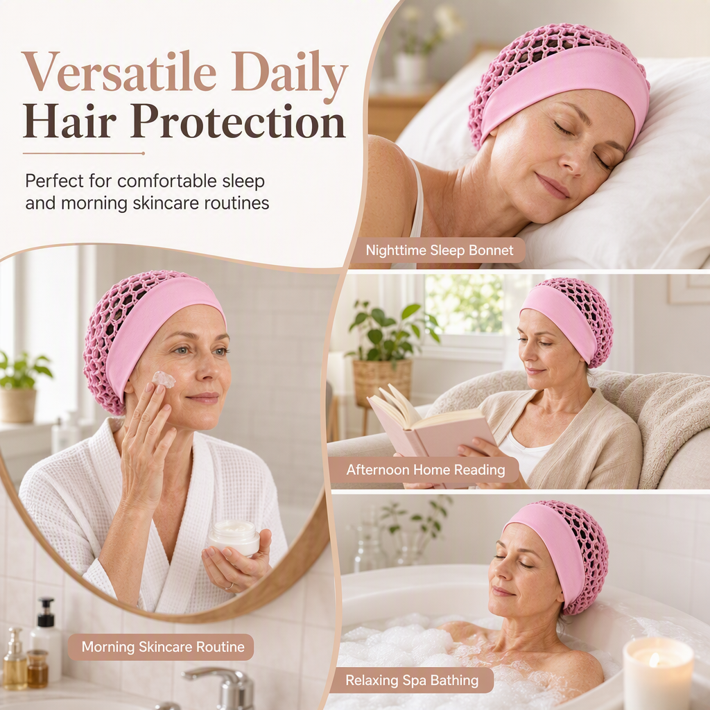🌿 Breathable Comfort, Stay-Put Fit | Women's Wide-Band Mesh Hair Cover