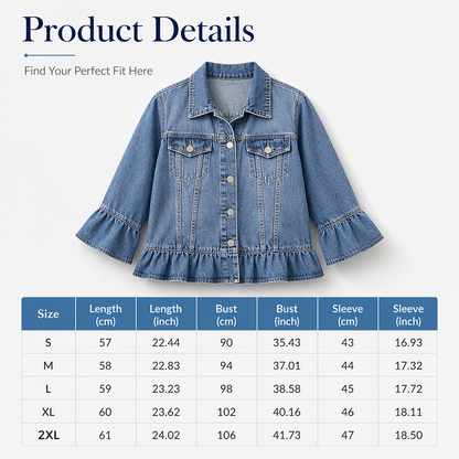 💙 Ruffled Denim, Waist-Flattering Shape | Women's Cropped Peplum Jacket