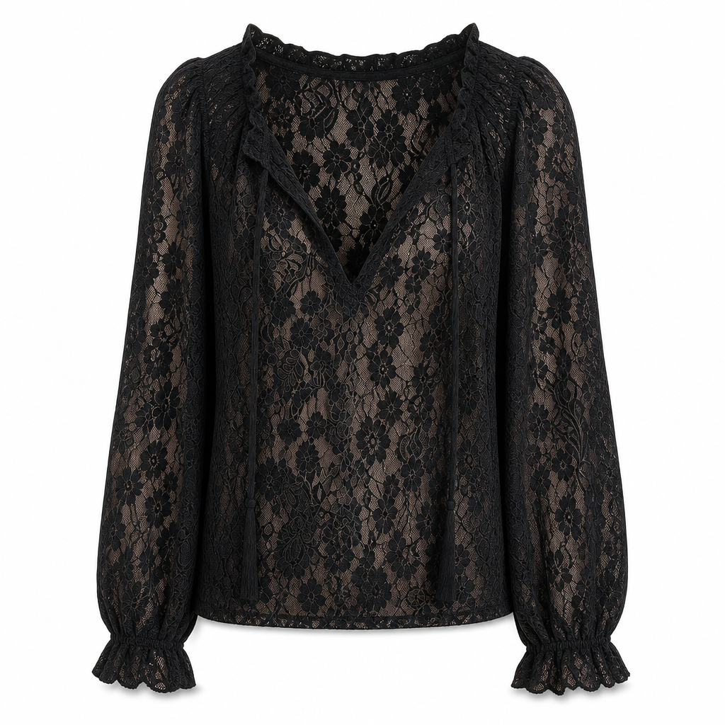 🌸 Delicate Floral Lace, Effortless Drape | Women's Loose-Fit Crochet Blouse