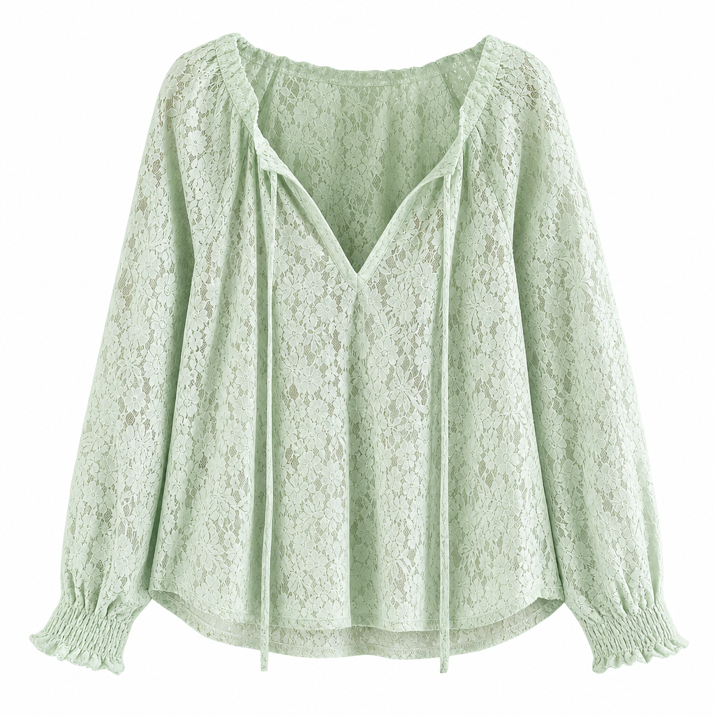 🌸 Delicate Floral Lace, Effortless Drape | Women's Loose-Fit Crochet Blouse