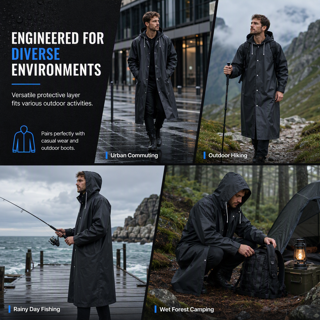 Long Hooded EVA Raincoat Poncho