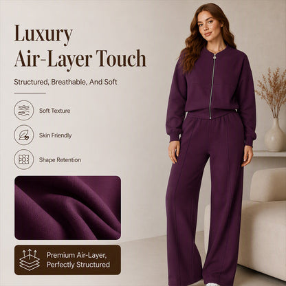 Women's Zip-Up Jacket & Straight-Leg Pants Set