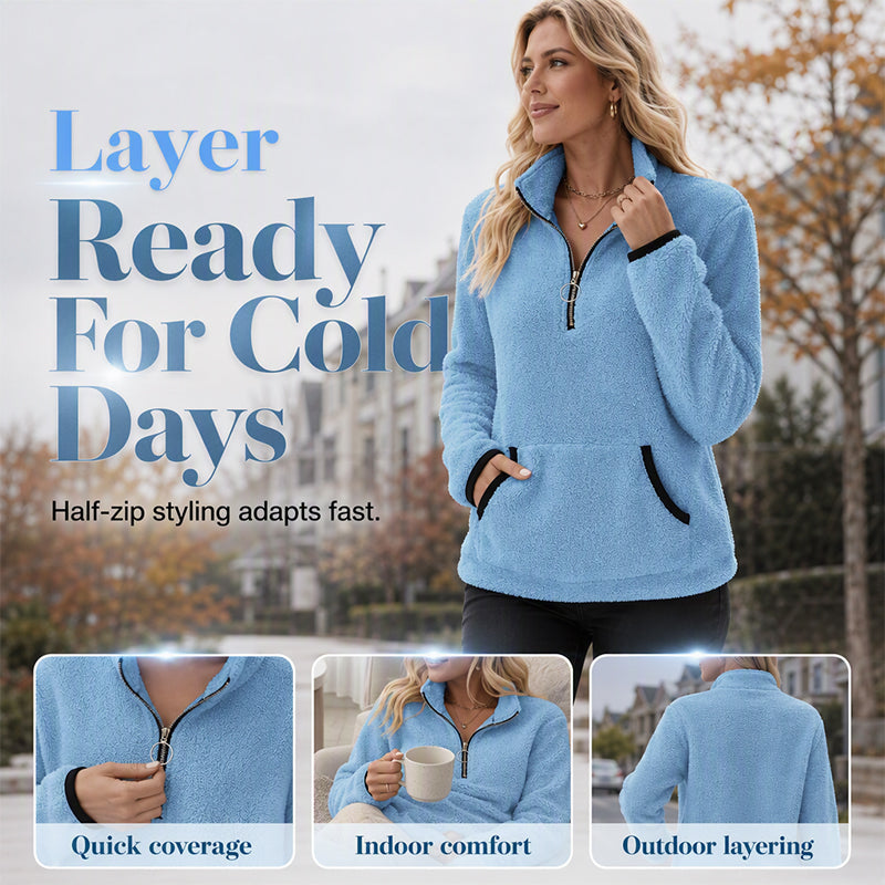 👚✨Women's Half-Zip Warm Plush Sweatshirt✨