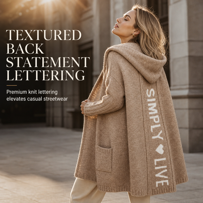 🧶 Cozy Long-Line Fit, Statement Back Detail | Women's Hooded Knit Cardigan ⚡