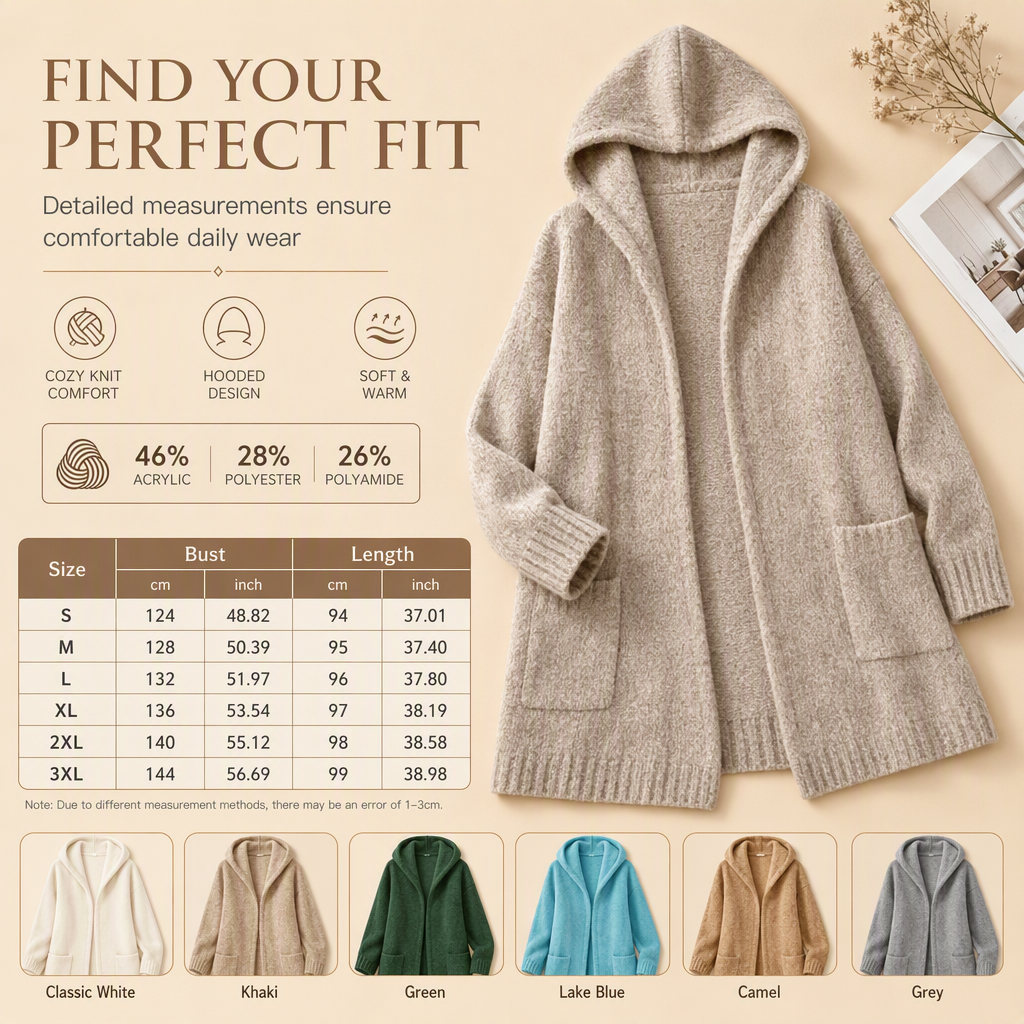 🧶 Cozy Long-Line Fit, Statement Back Detail | Women's Hooded Knit Cardigan ⚡