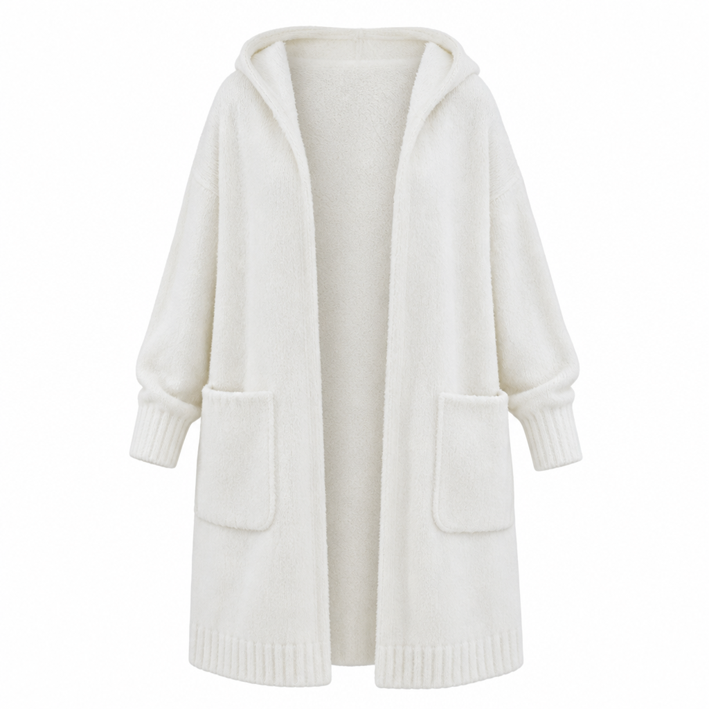 🧶 Cozy Long-Line Fit, Statement Back Detail | Women's Hooded Knit Cardigan ⚡