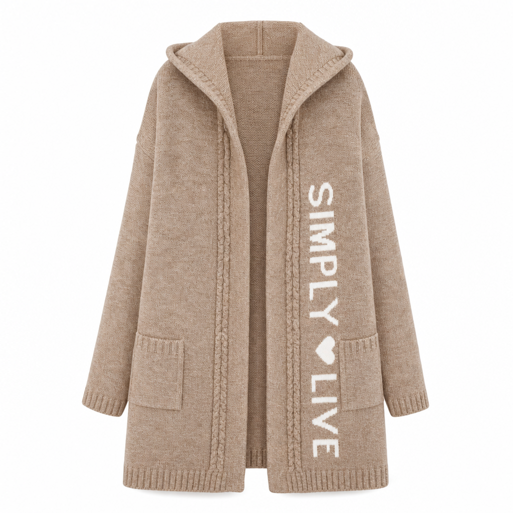 🧶 Cozy Long-Line Fit, Statement Back Detail | Women's Hooded Knit Cardigan ⚡
