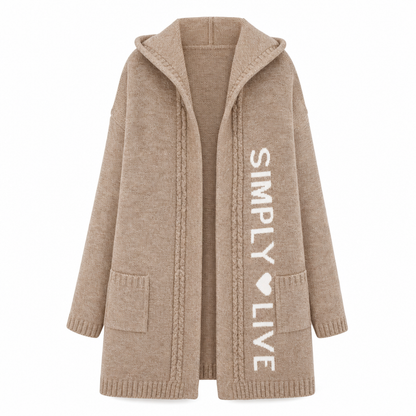 🧶 Cozy Long-Line Fit, Statement Back Detail | Women's Hooded Knit Cardigan ⚡