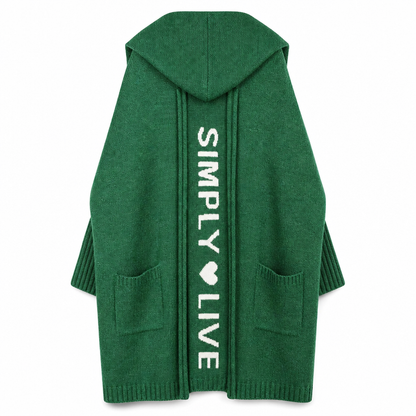 🧶 Cozy Long-Line Fit, Statement Back Detail | Women's Hooded Knit Cardigan ⚡