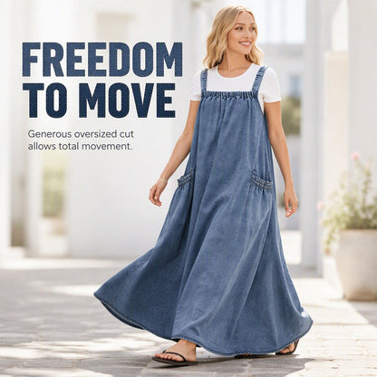👗✨Women's Oversized Casual Denim Suspender Maxi Dress