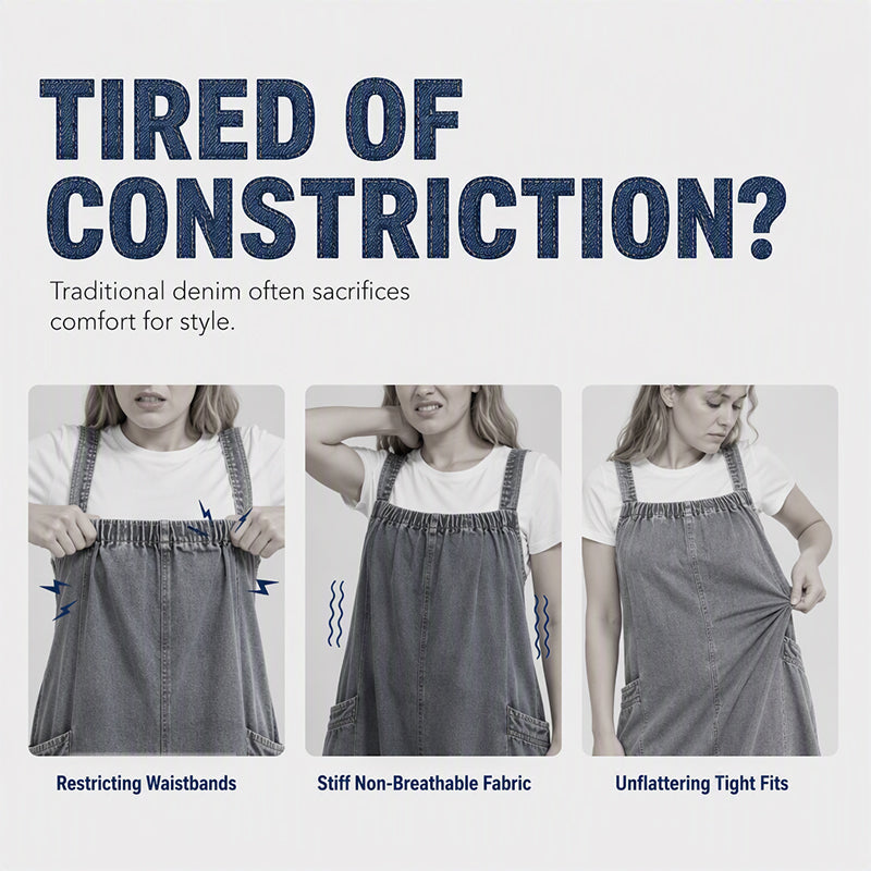 👗✨Women's Oversized Casual Denim Suspender Maxi Dress