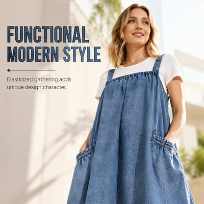 👗✨Women's Oversized Casual Denim Suspender Maxi Dress