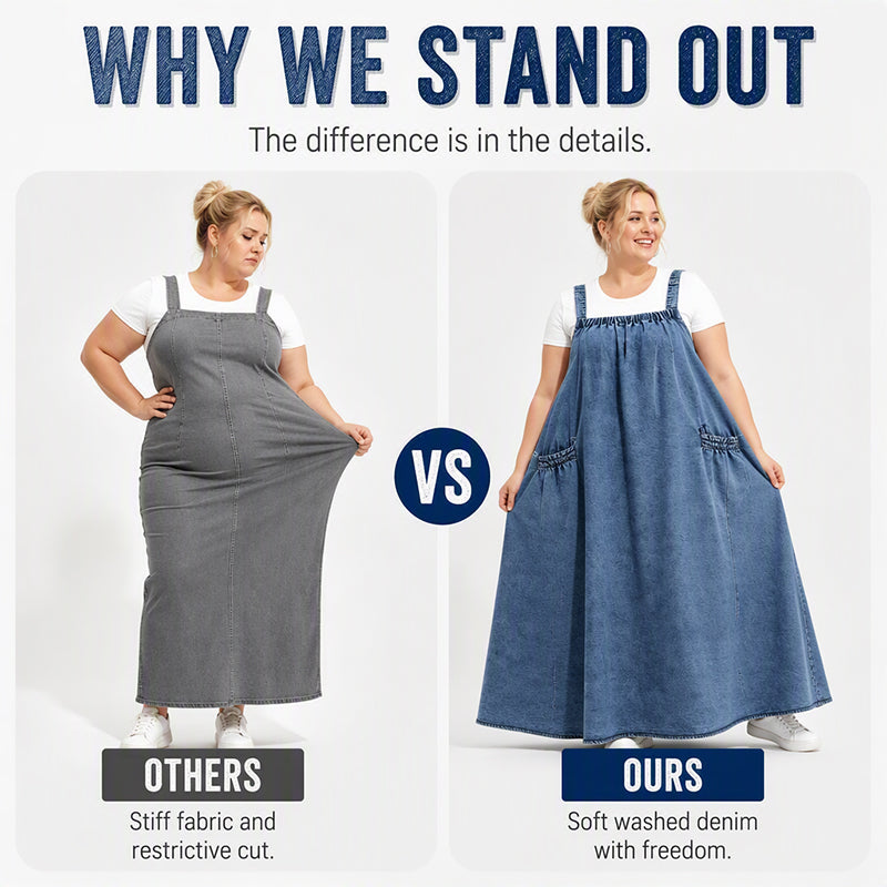 👗✨Women's Oversized Casual Denim Suspender Maxi Dress
