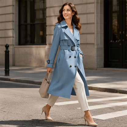🧥 Smooth Drape, Polished Silhouette | Women's Mid-Length Trench Coat ⚡