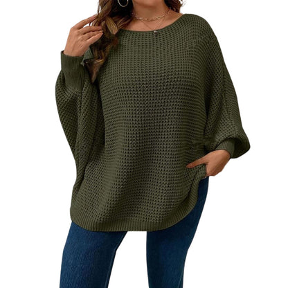 🧶 Flattering Drape, Textured Comfort | Women's Batwing Waffle Knit Sweater
