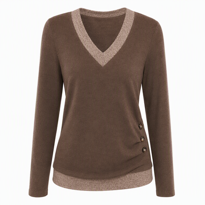 Women's V-Neck Long Sleeve Knit Top