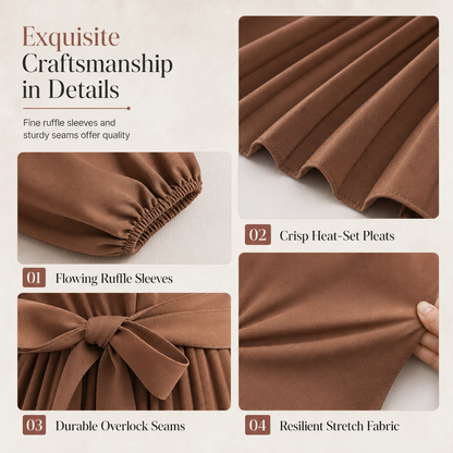👗✨Women's Elegant Crossover V Neck Pleated Maxi Dress✨