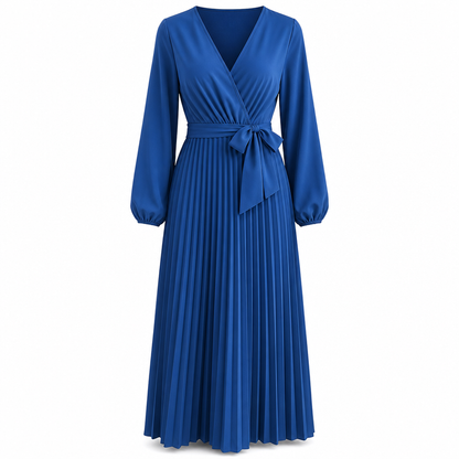 👗✨Women's Elegant Crossover V Neck Pleated Maxi Dress✨