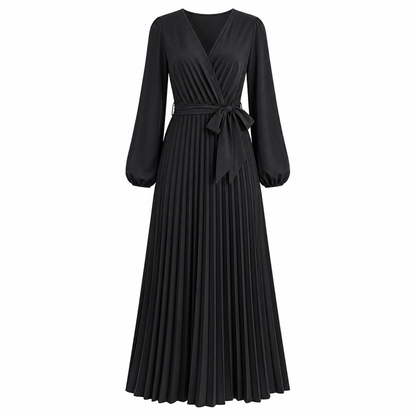 👗✨Women's Elegant Crossover V Neck Pleated Maxi Dress✨
