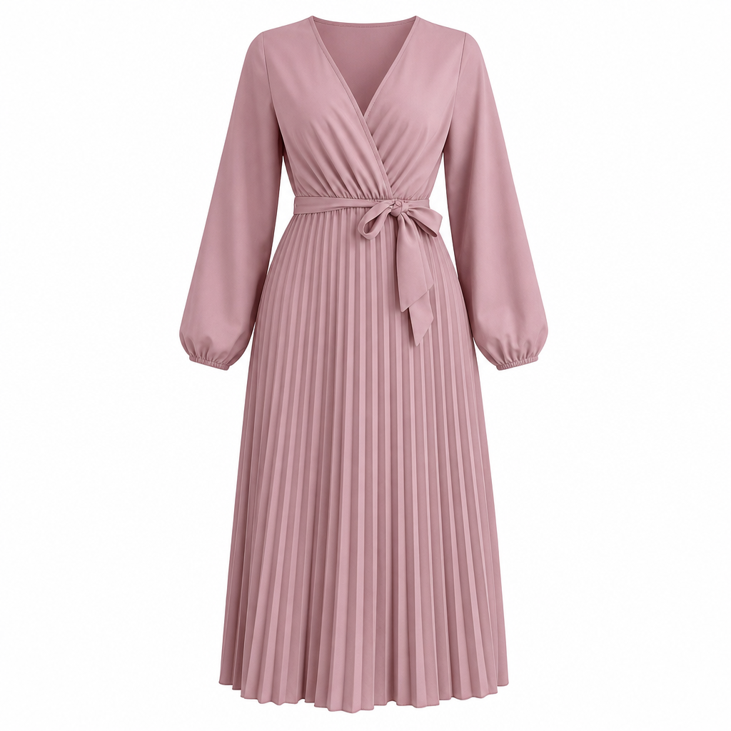 👗✨Women's Elegant Crossover V Neck Pleated Maxi Dress✨